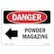 Signmission OSHA Danger Sign, Powder Magazine Left Arrow, 18in X 12in Decal, 12" W, 18" L, Landscape OS-DS-D-1218-L-2262 - alternate 1